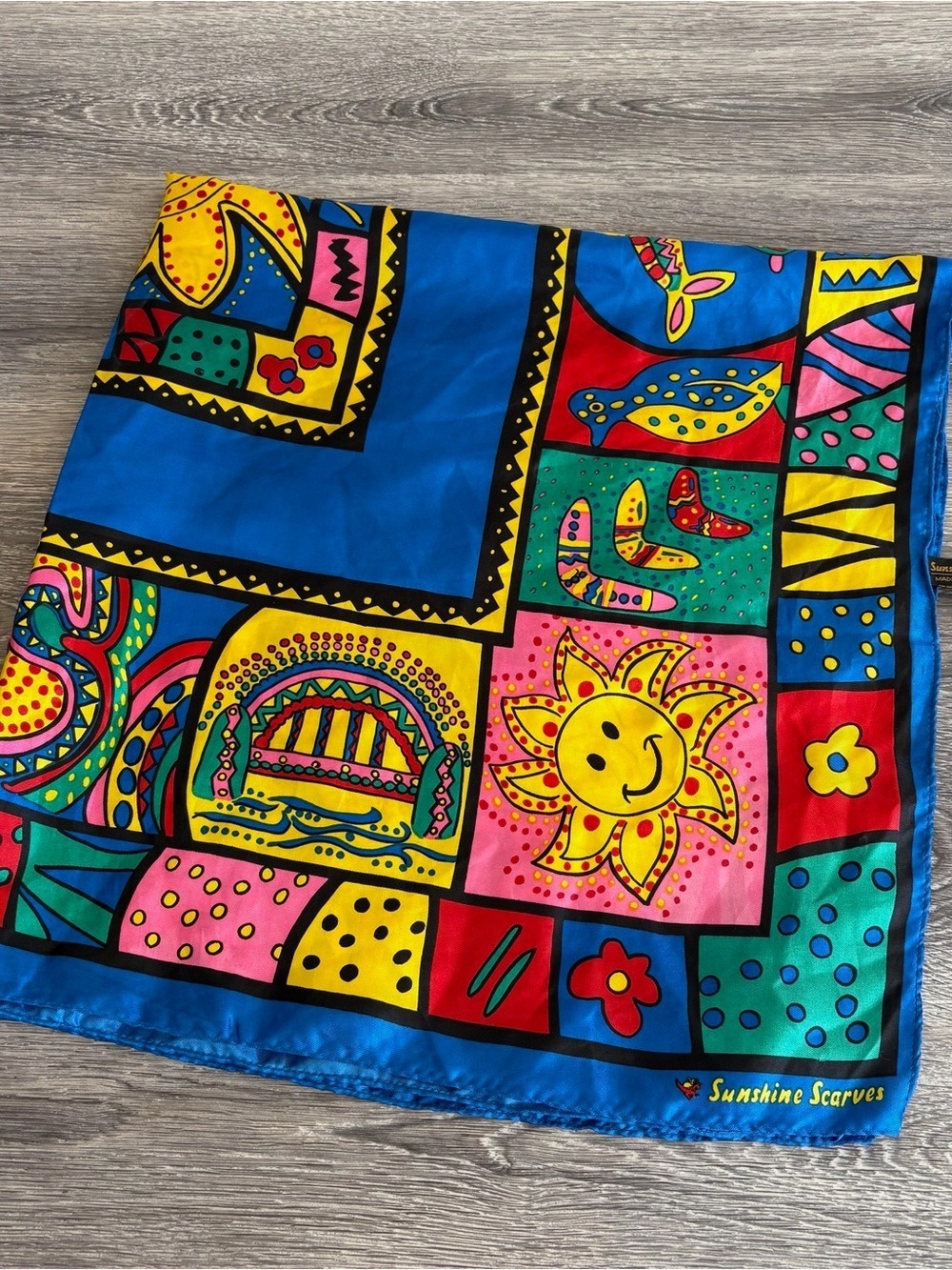 Blue Multicolor Women's Silk-Feel Scarf - Picture 1 of 6